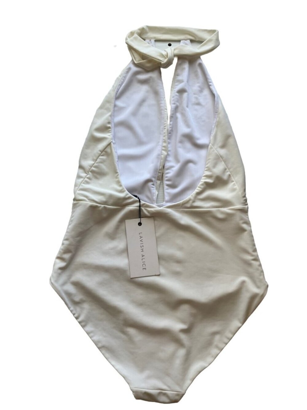 Lavish Alice Deep Plunge One Piece Swimsuit ivory L - Picture 3 of 8
